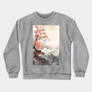 Misty japanese watercolor momiji Crewneck Sweatshirt